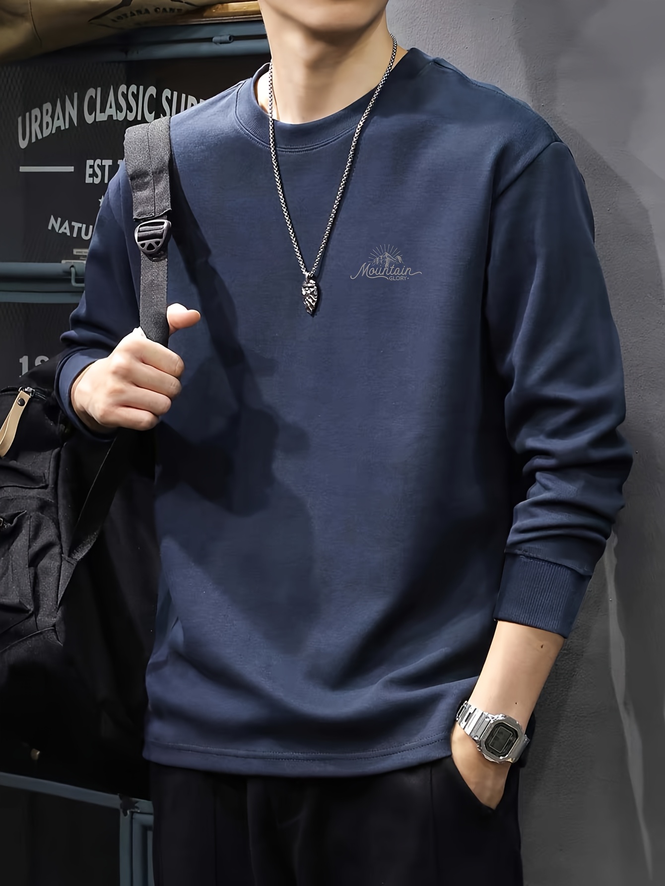 100% 면 남성용 크루넥 긴팔 티셔츠 루즈핏 플러스  - Undershirt Crew Neck 리뷰 및 가격